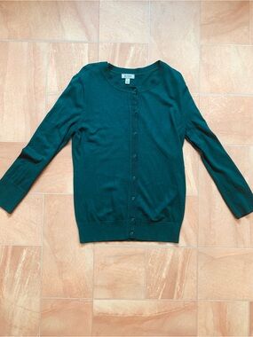 Susina Women's Dark Forest Green Long Sleeve Button Down Cardigan